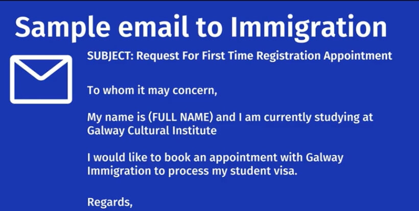 Galway Göçmenlik Ofisine göndereceğiniz örnek mail